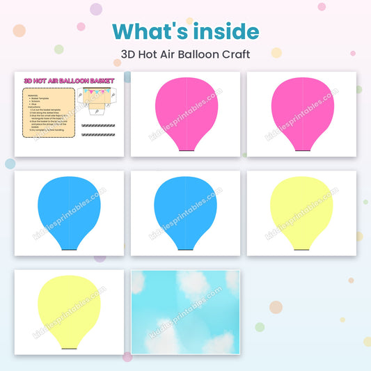 3D Hot Air Balloon Craft printable – inside pages preview
