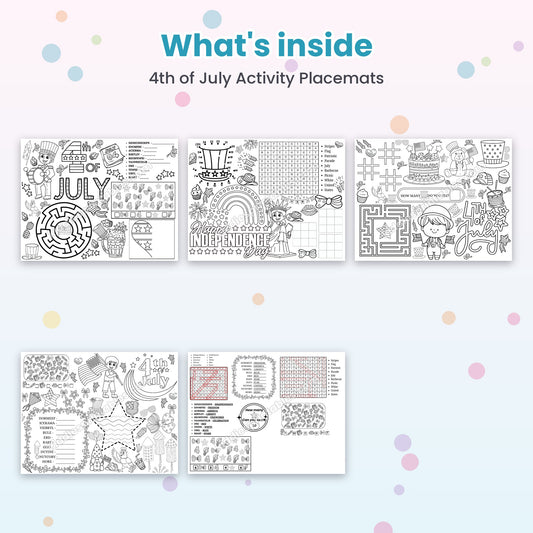 4th of July Activity Placemats printable – inside pages preview