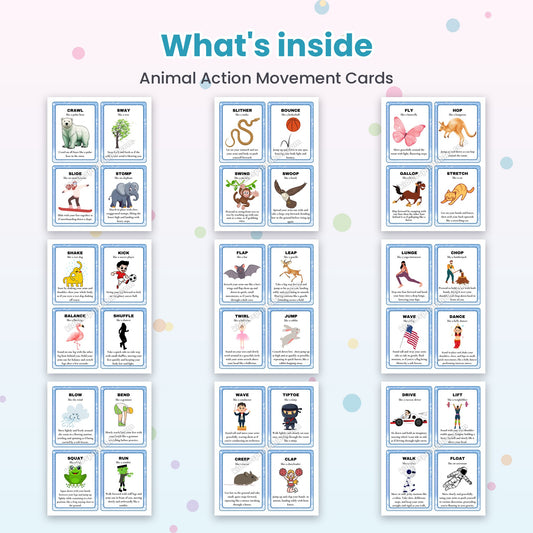 Animal Action Movement Cards printable – inside pages preview