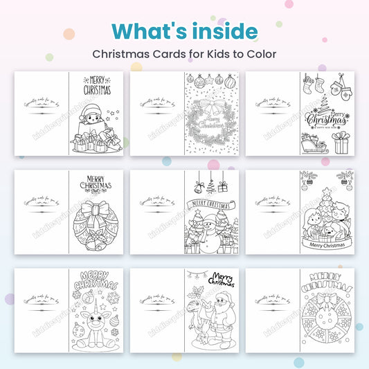 Christmas Cards for Kids to Color printable – inside pages preview