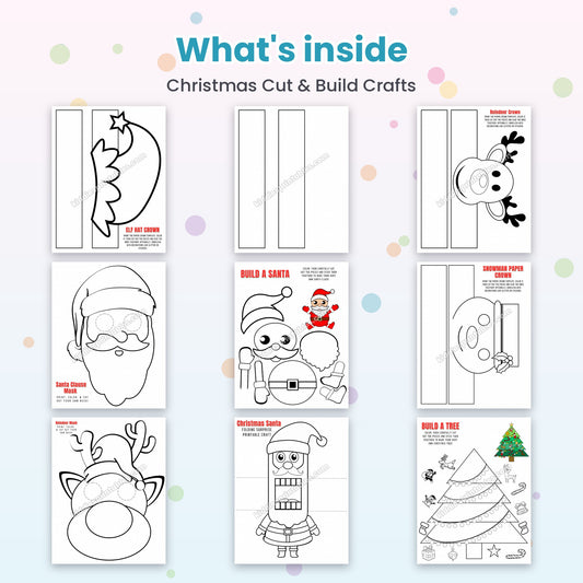 Christmas Cut & Build Crafts printable – inside pages preview