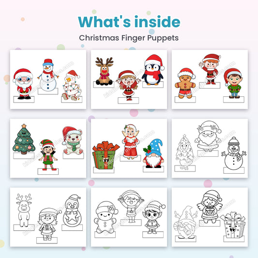Inside pages of Christmas Finger Puppets