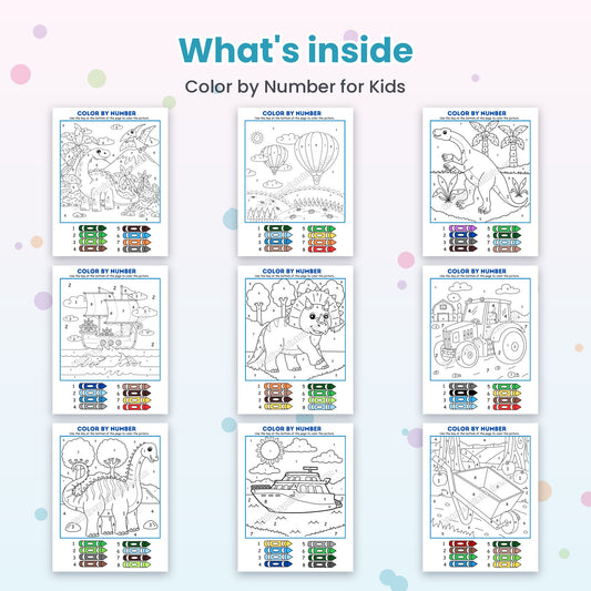 Color by Number for Kids printable – inside pages preview
