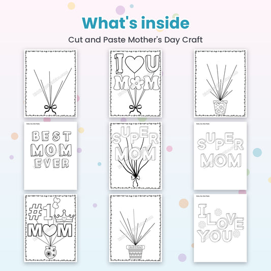 Cut and Paste Mother's Day Craft printable – inside pages preview