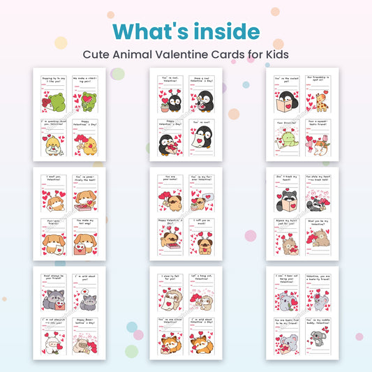 Cute Animal Valentine Cards for Kids – what's inside