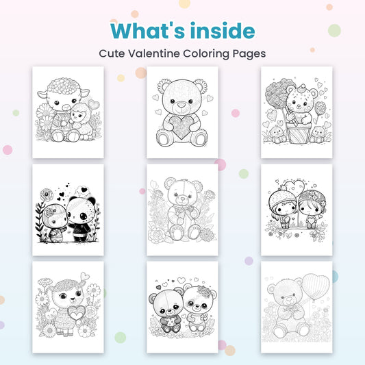 Inside pages of Cute Valentine Coloring Pages