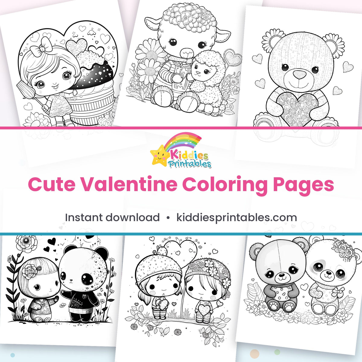 Valentine teddy bear coloring pages collage