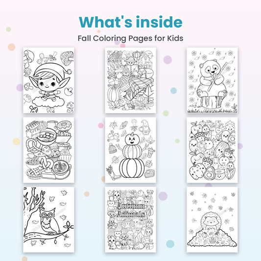 Fall Coloring Pages for Kids printable – inside pages preview