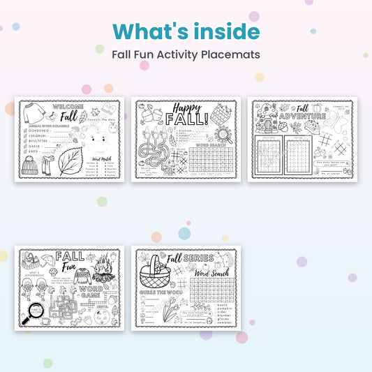 Fall Fun Activity Placemats printable – inside pages preview