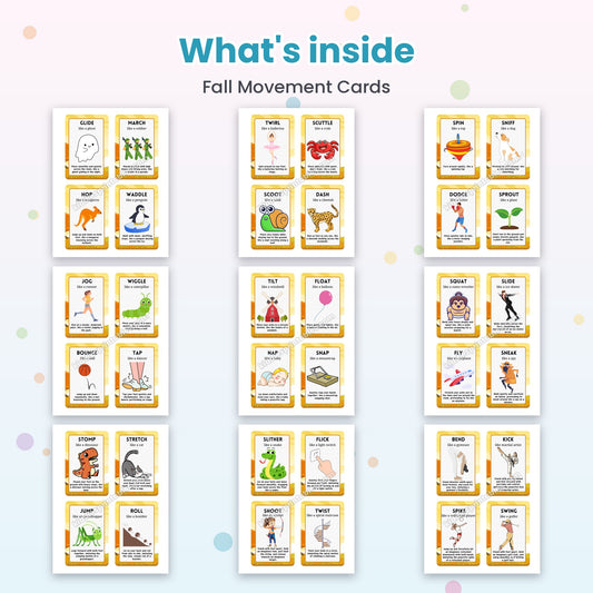 Fall Movement Cards printable – inside pages preview