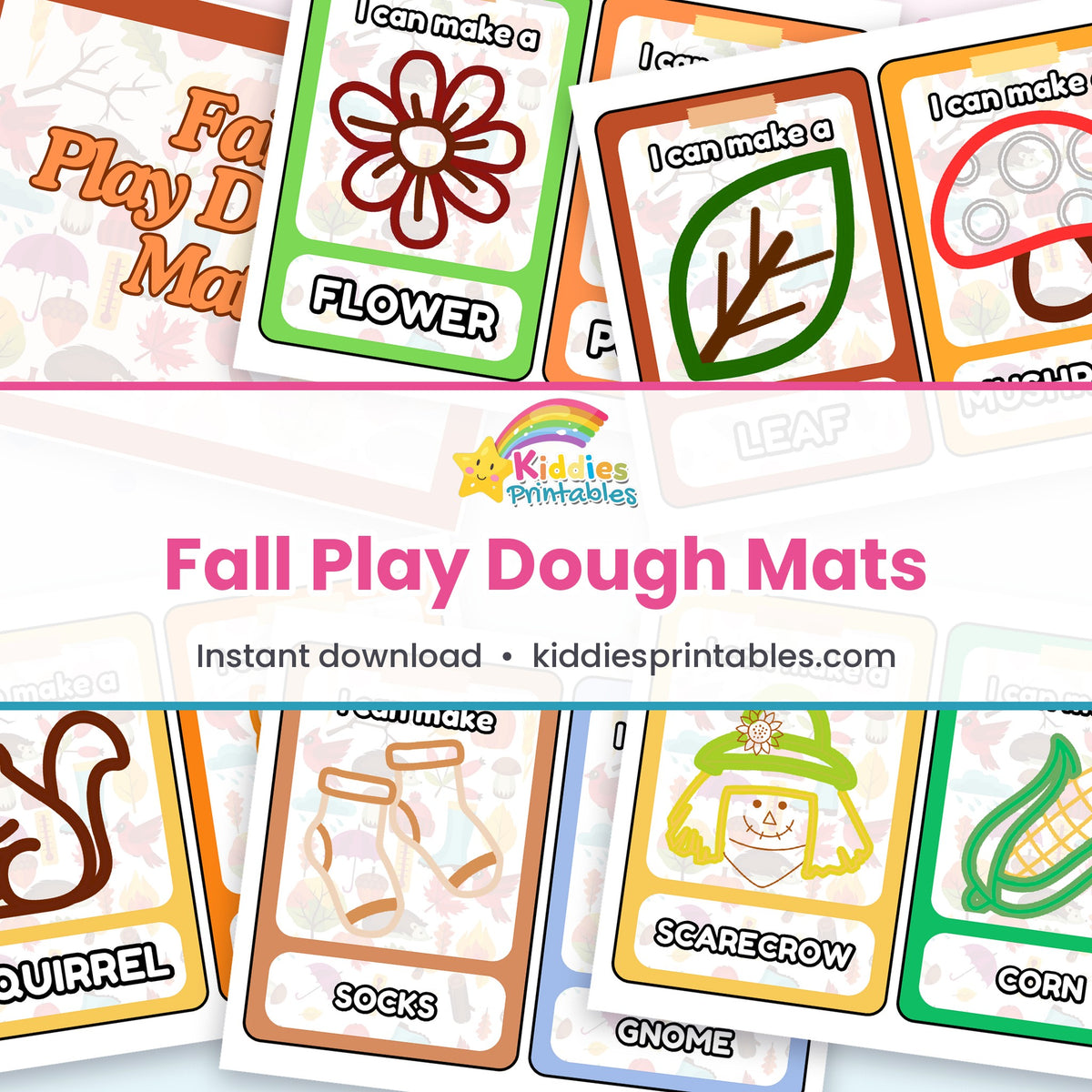 Fall Play Dough Mats printable – page collage