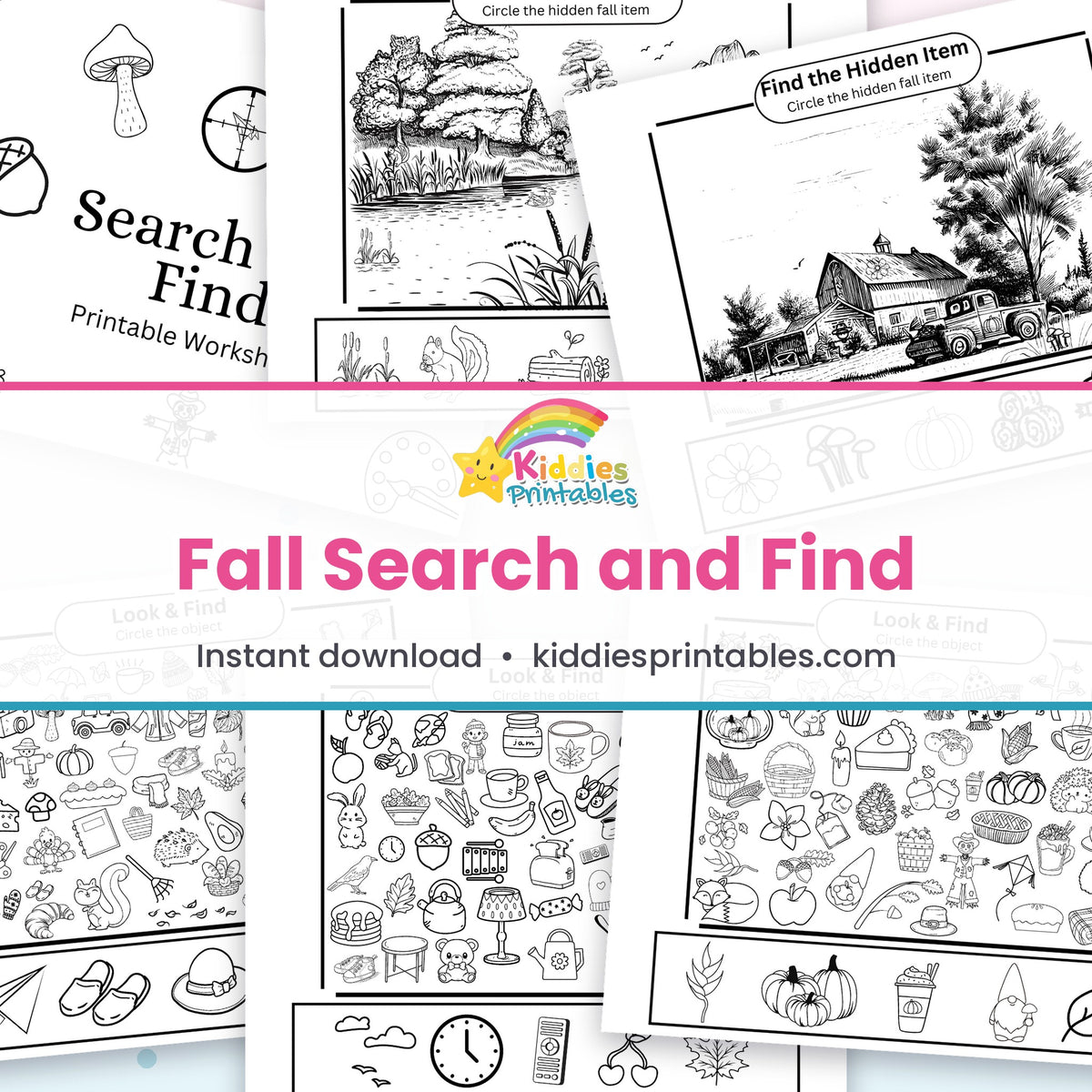 Fall Search and Find printable – page collage