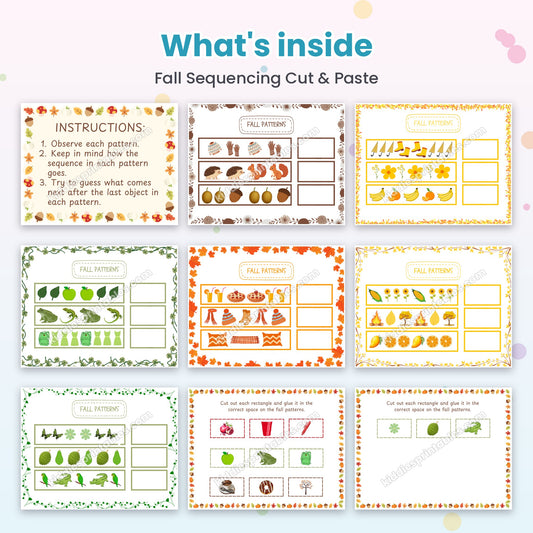 Fall Sequencing Cut & Paste printable – inside pages preview