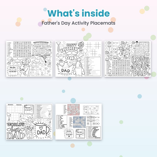 Father's Day Activity Placemats printable – inside pages preview