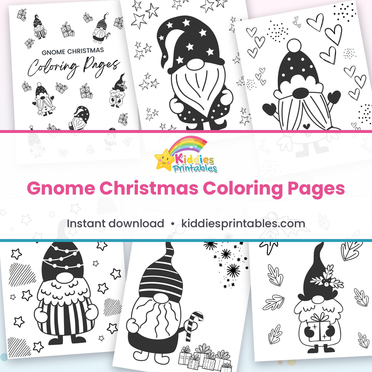 Christmas gnome coloring pages collage