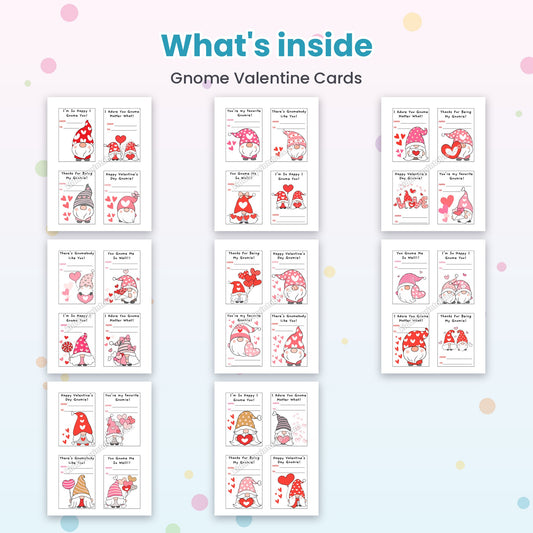 Gnome Valentine Cards printable – inside pages preview