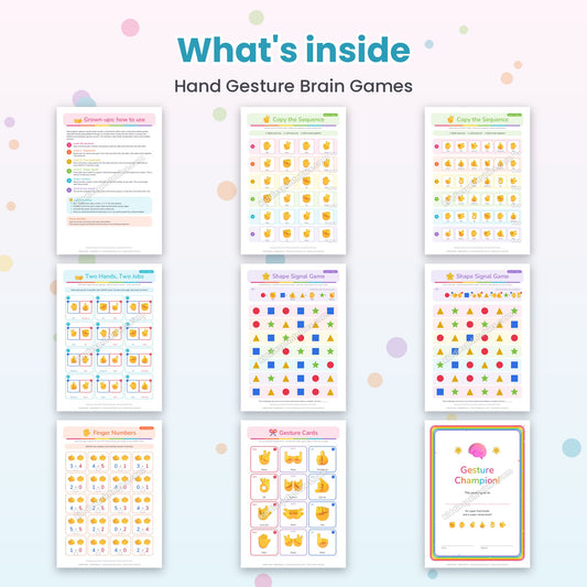Hand Gesture Brain Games printable - inside pages preview
