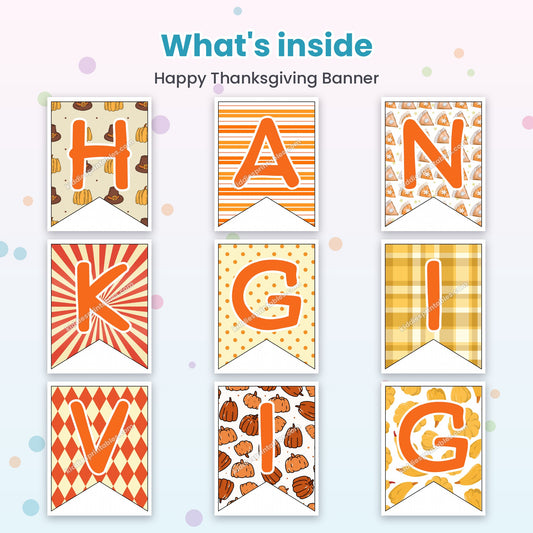 Happy Thanksgiving Banner printable – inside pages preview