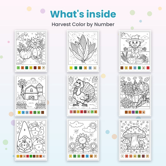 Inside pages of Harvest Color by Number