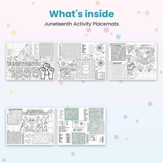Juneteenth Activity Placemats printable – inside pages preview