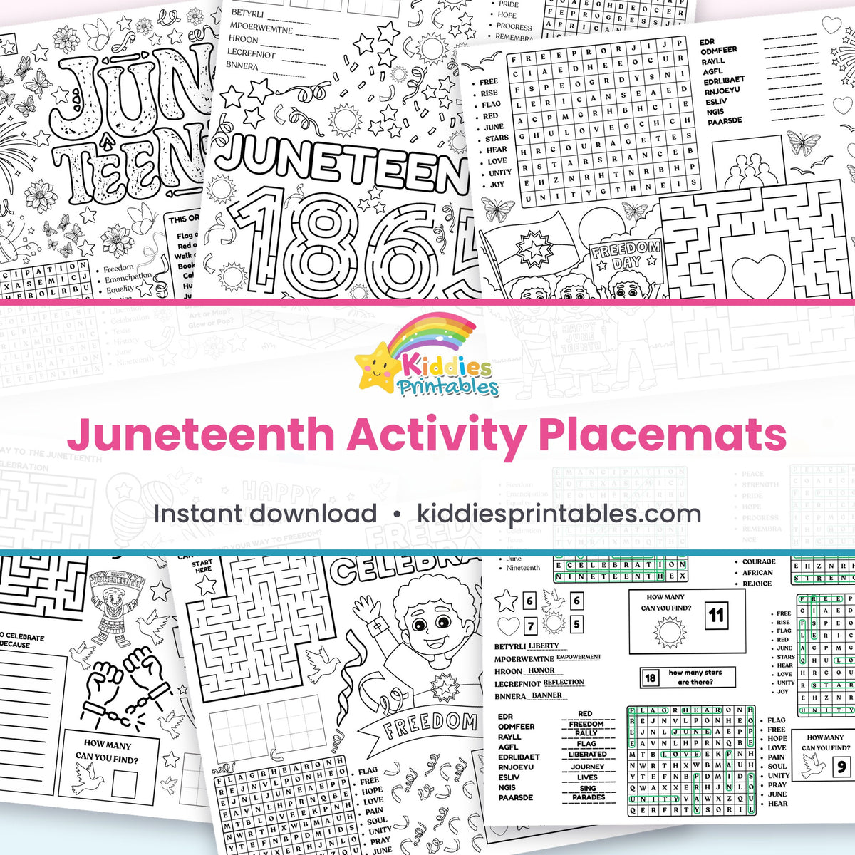 Juneteenth Activity Placemats printable – page collage