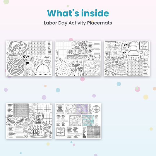 Labor Day Activity Placemats printable – inside pages preview