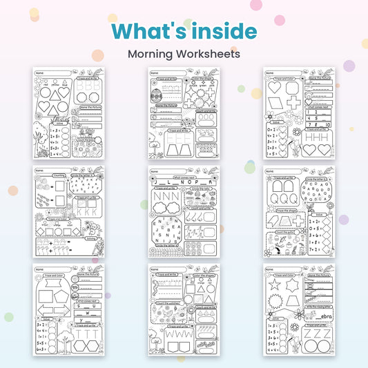 Morning Worksheets printable – inside pages preview