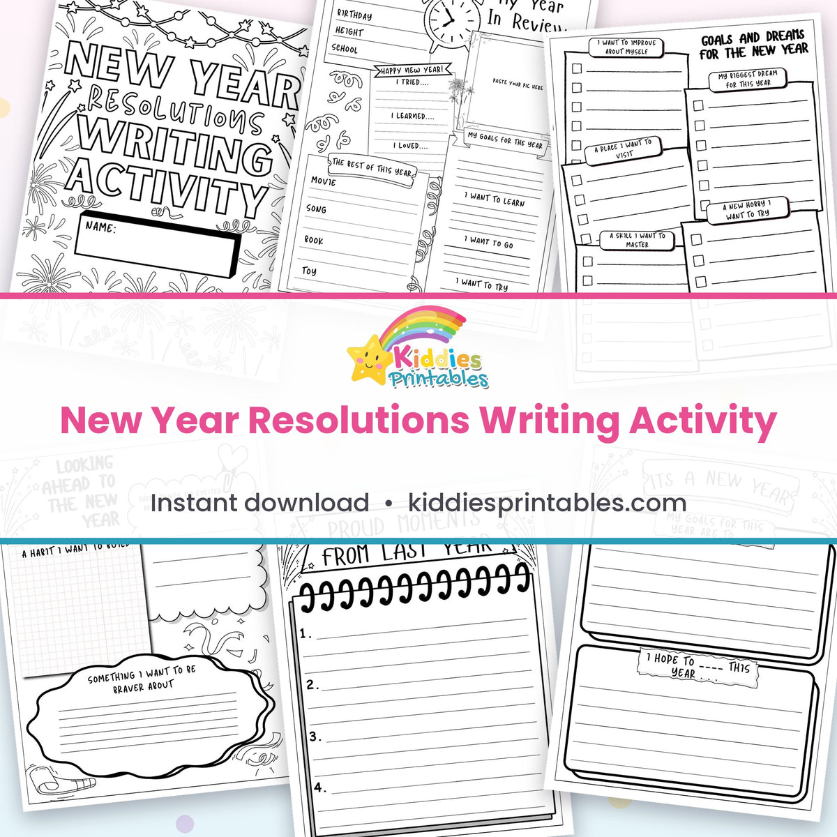 New Year Resolutions Writing Activity – page collage