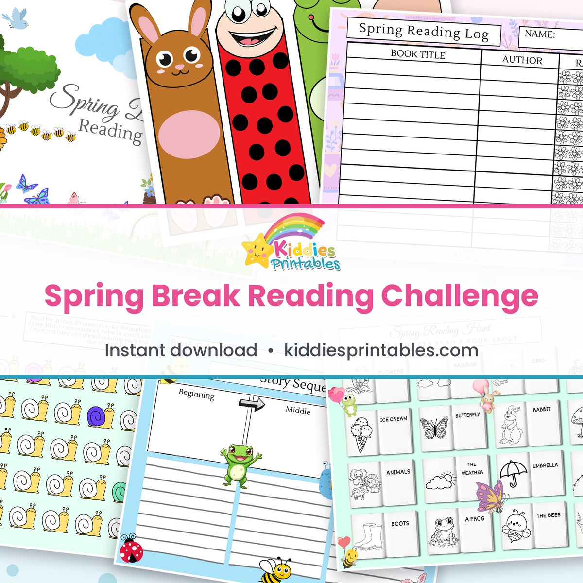 Spring Break Reading Challenge – page collage