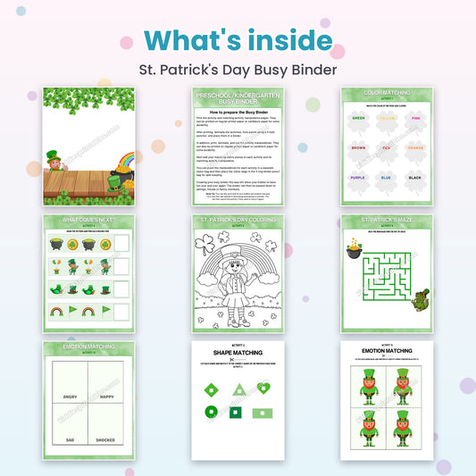 St. Patrick's Day Busy Binder – what's inside