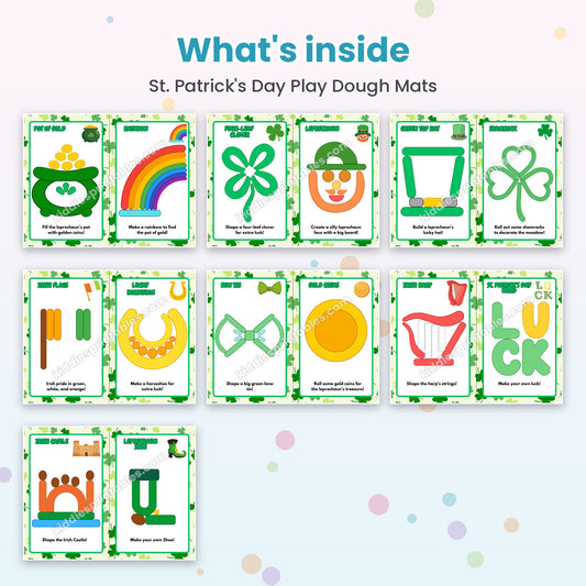 St. Patrick's Day Play Dough Mats printable – inside pages preview