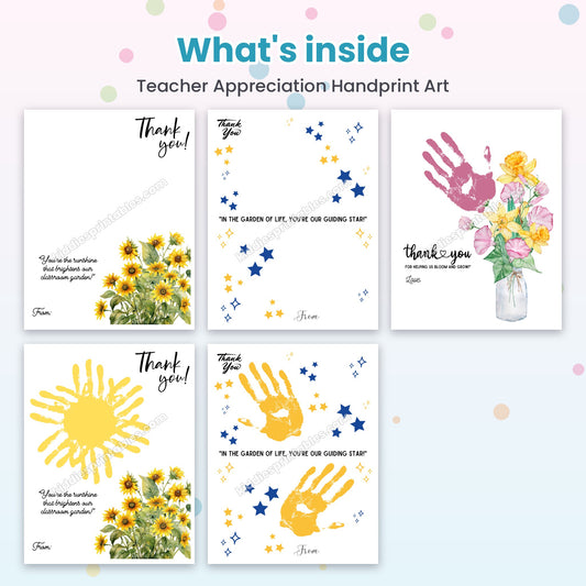 Teacher Appreciation Handprint Art printable – inside pages preview