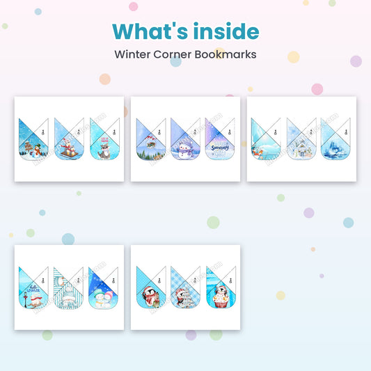Winter Corner Bookmarks printable – inside pages preview