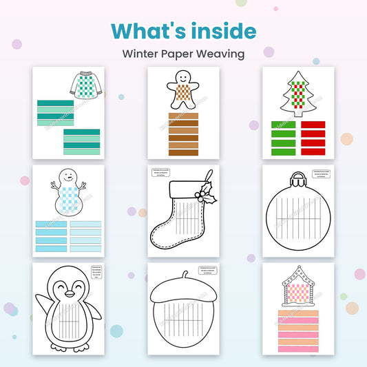 Winter Paper Weaving printable – inside pages preview