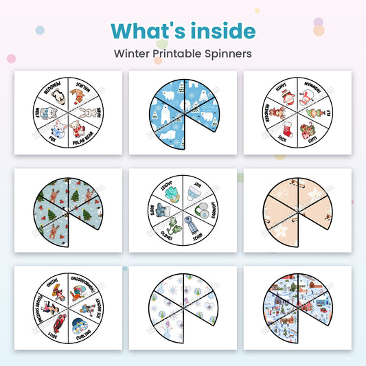 Winter Printable Spinners printable – inside pages preview