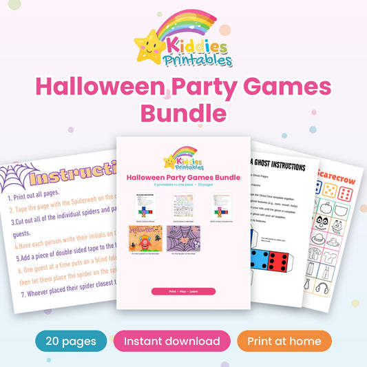 Halloween Party Games Bundle cover – 5 printable games for kids