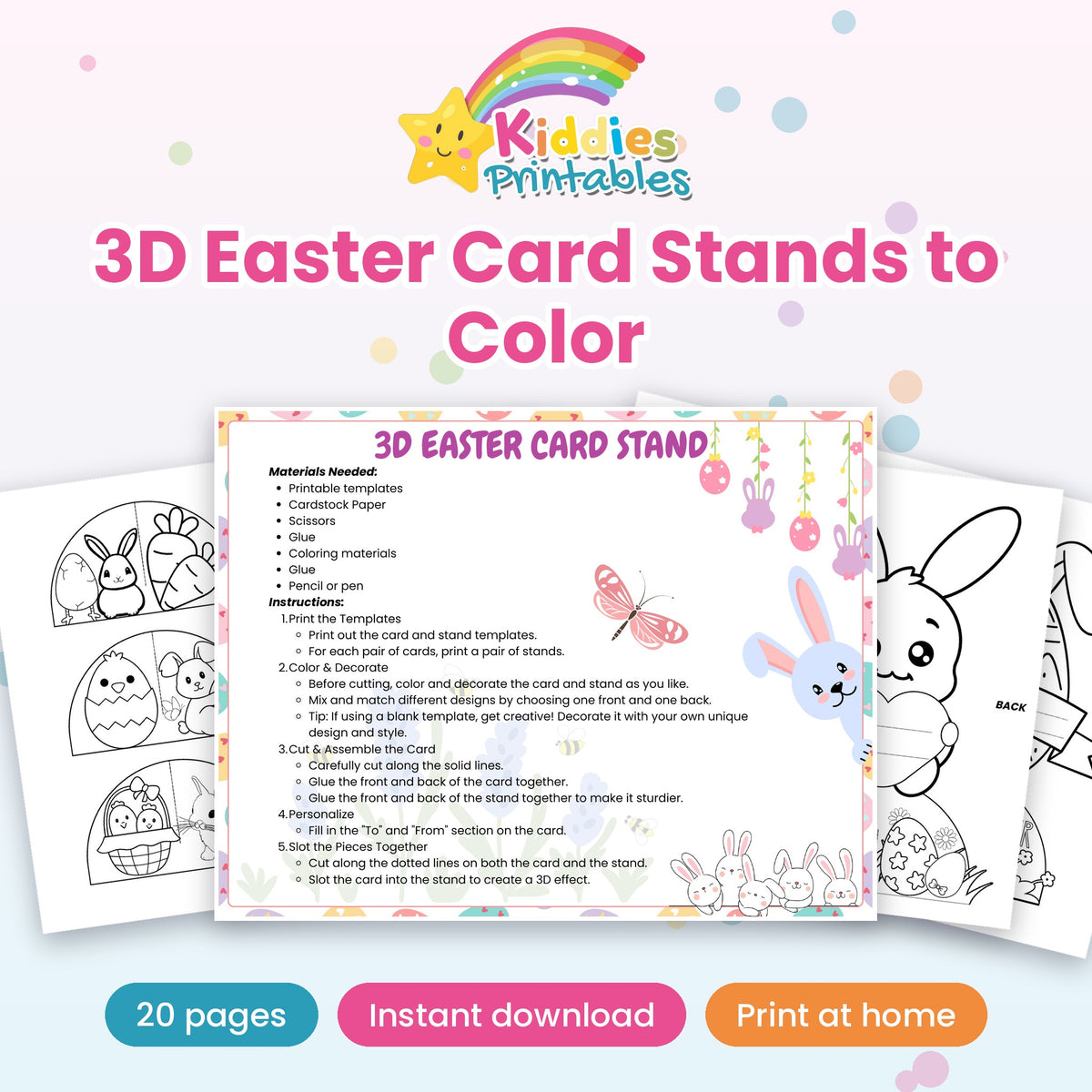 3D Easter Card Stands to Color printable – main preview