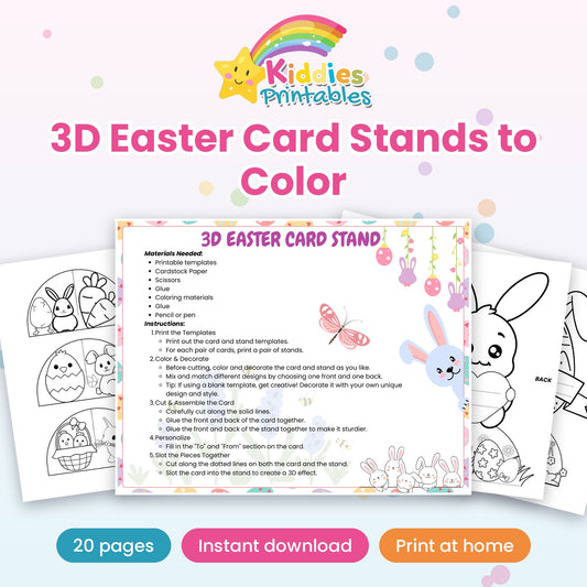 3D Easter Card Stands to Color printable – main preview