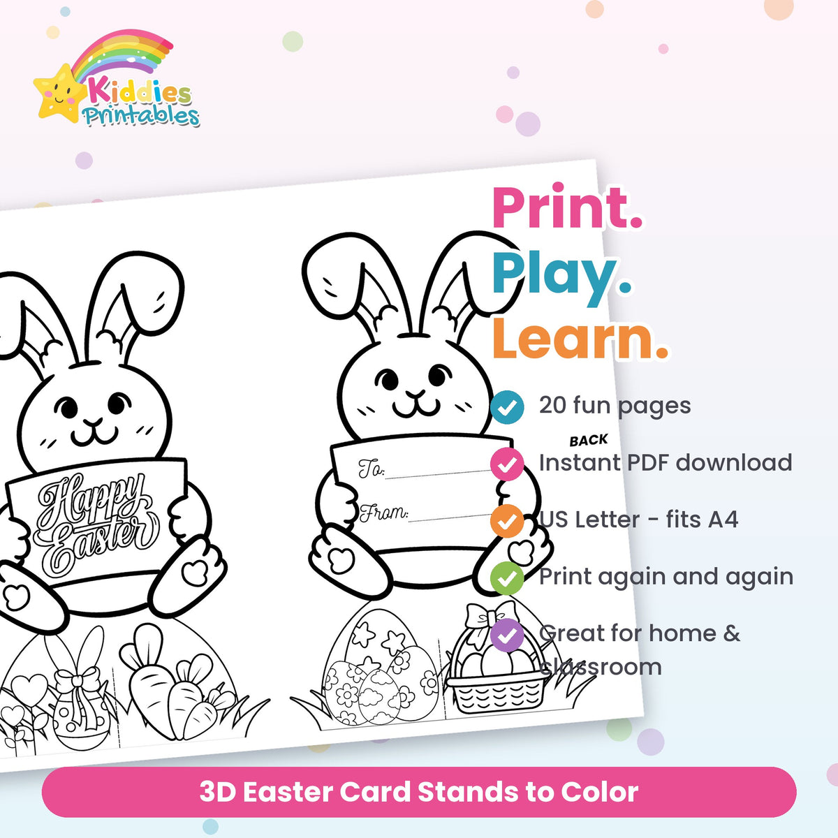 3D Easter Card Stands to Color – features