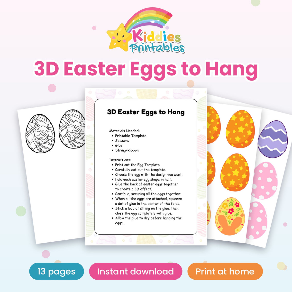 3D Easter Eggs to Hang printable – main preview