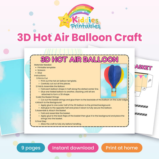 3D Hot Air Balloon Craft printable – cover