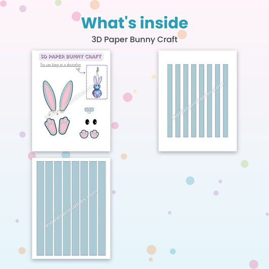 3D Paper Bunny Craft printable – inside pages preview
