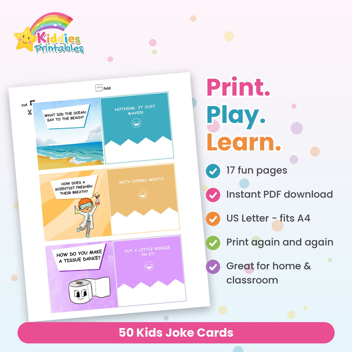 50 Kids Joke Cards printable – what's included