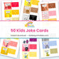 50 Kids Joke Cards printable – page collage