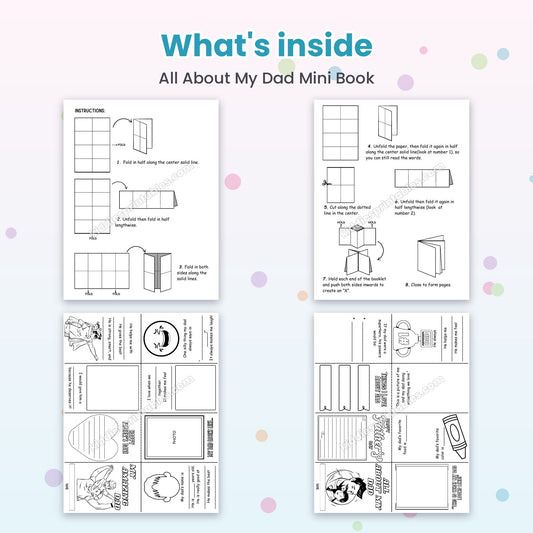 All About My Dad Mini Book printable – inside pages preview