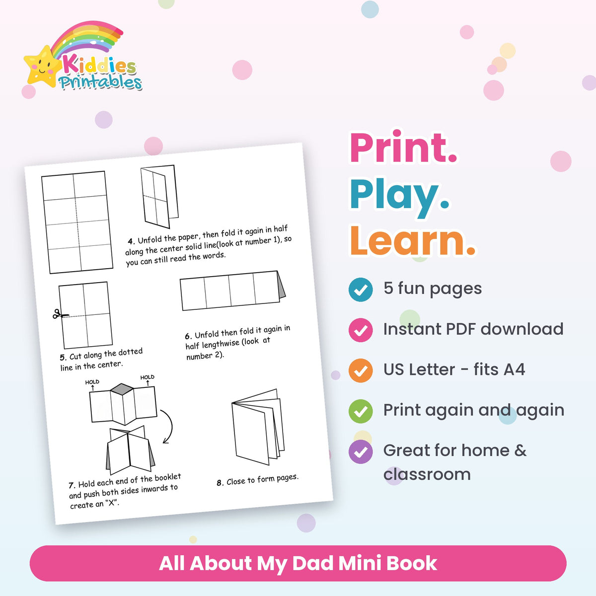 All About My Dad Mini Book printable – what's included