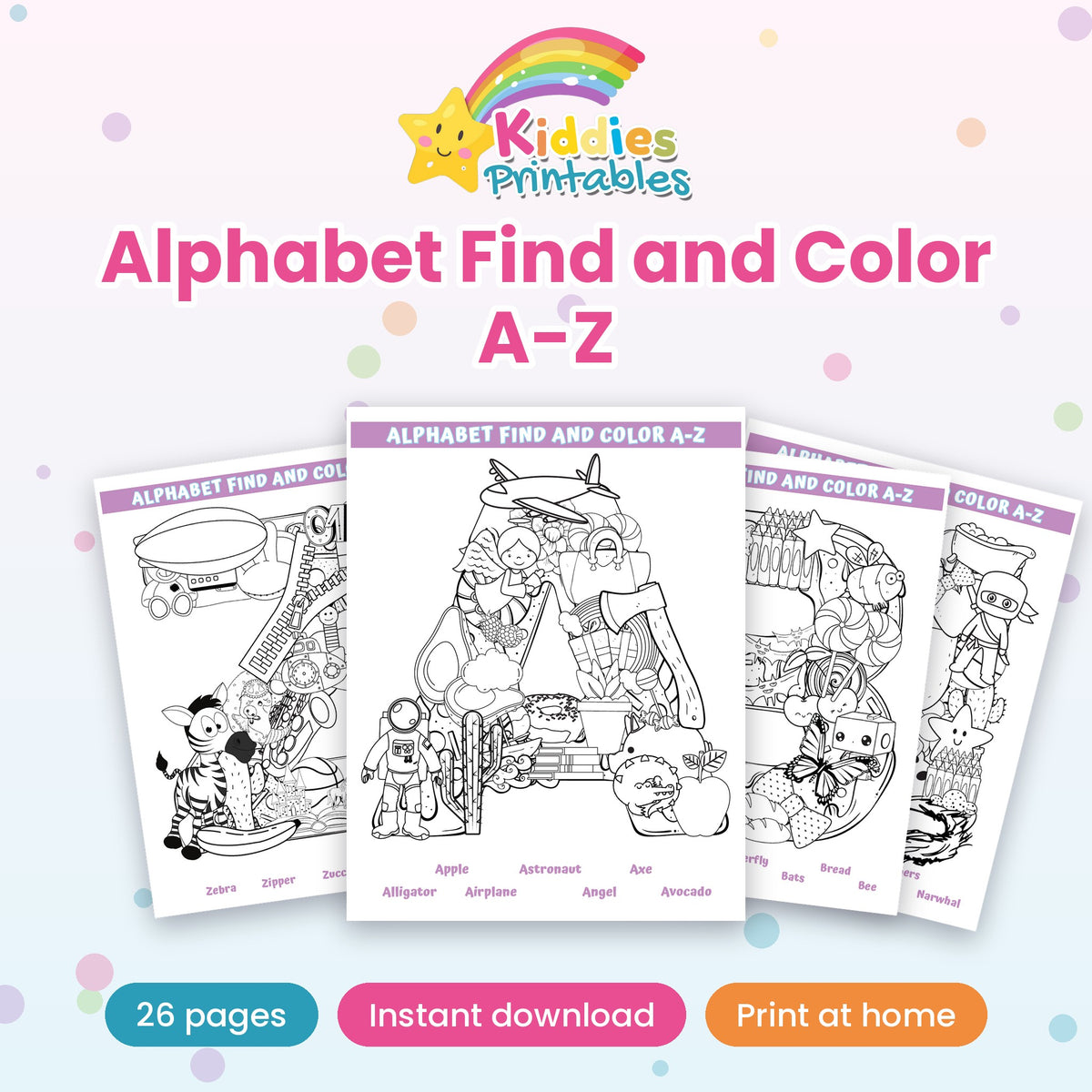 Alphabet Find and Color A-Z printable – cover