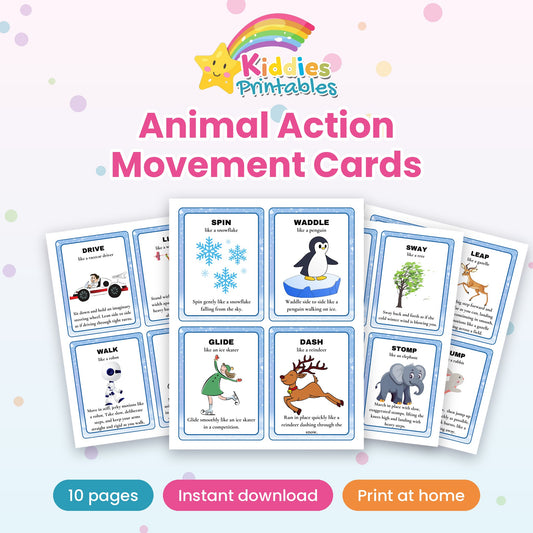 Animal Action Movement Cards printable – cover