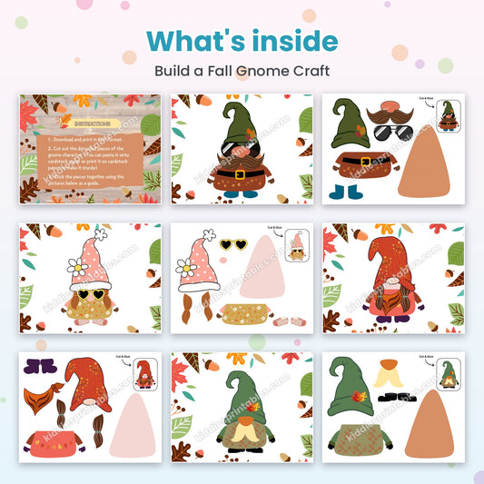 Build a Fall Gnome Craft printable – inside pages preview