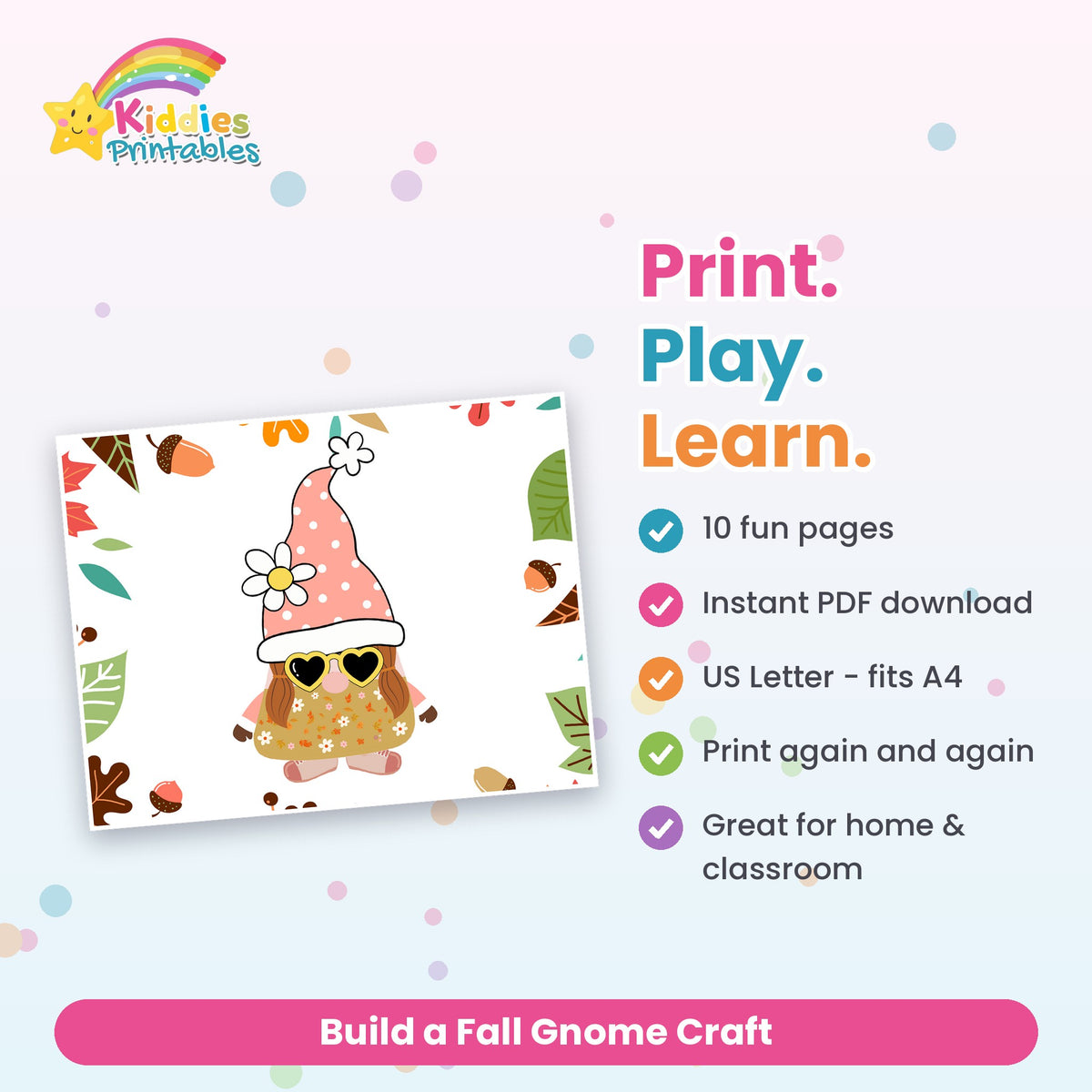 Build a Fall Gnome Craft printable – what's included